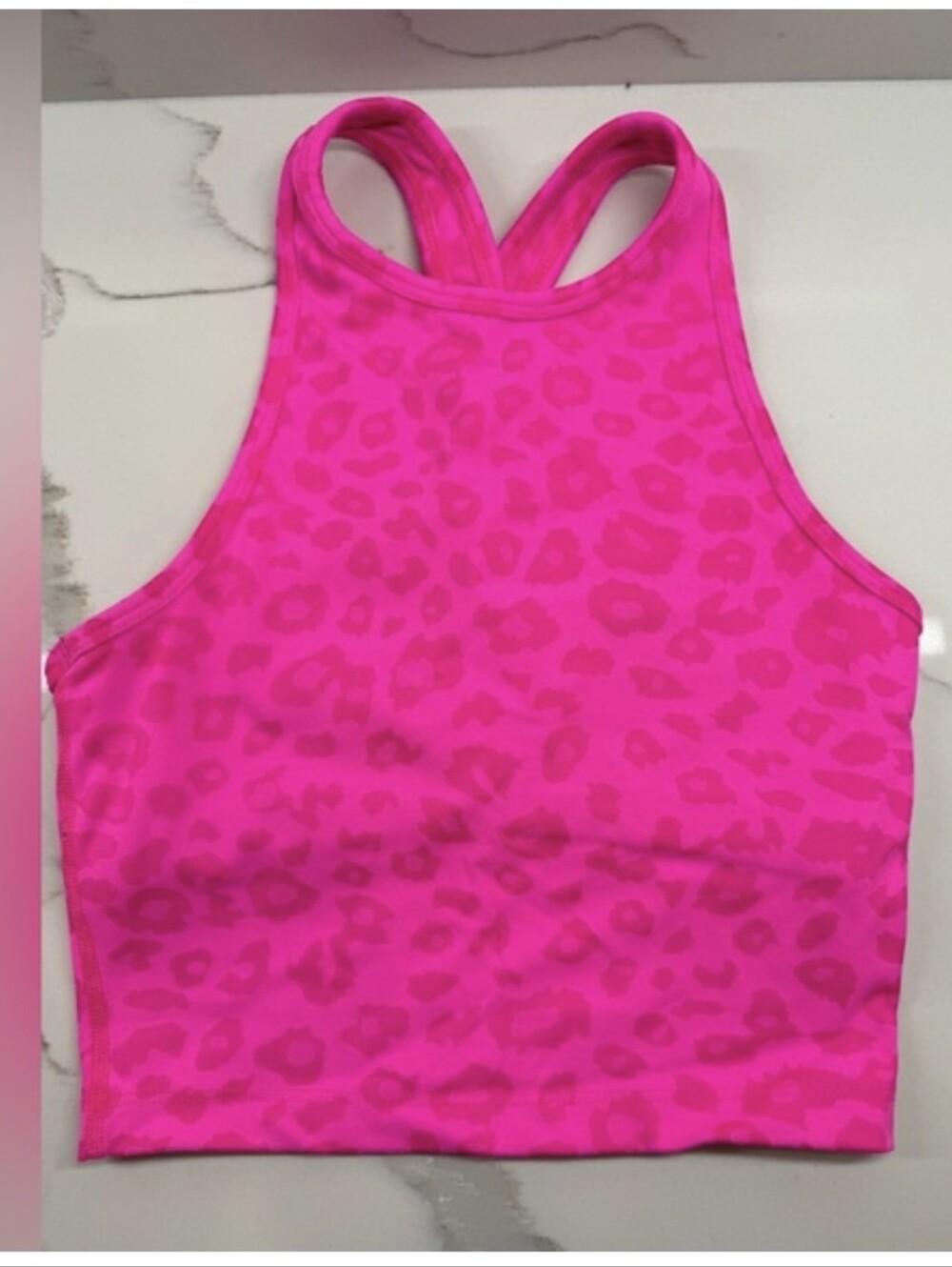 Beyond Yoga Hot Pink Leopard Jacquard Cropped Tank